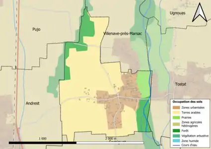 Carte en couleurs présentant l'occupation des sols.