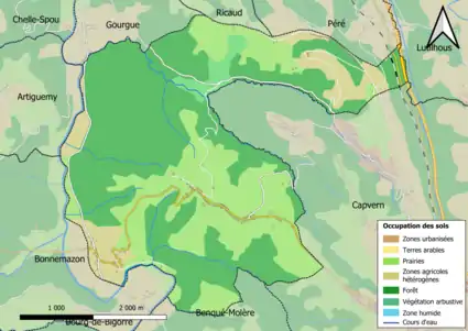 Carte en couleurs présentant l'occupation des sols.