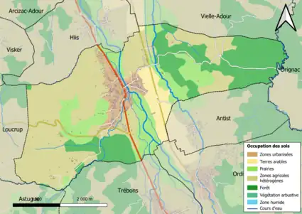 Carte en couleurs présentant l'occupation des sols.