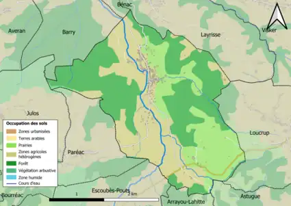 Carte en couleurs présentant l'occupation des sols.