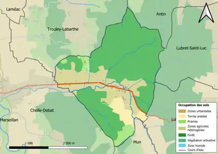 Carte en couleurs présentant l'occupation des sols.