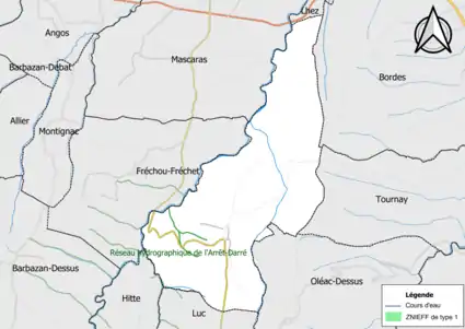 Carte de la ZNIEFF de type 1 sur la commune.