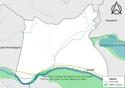 Carte de la ZNIEFF de type 1 sur la commune.