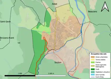 Carte en couleurs présentant l'occupation des sols.