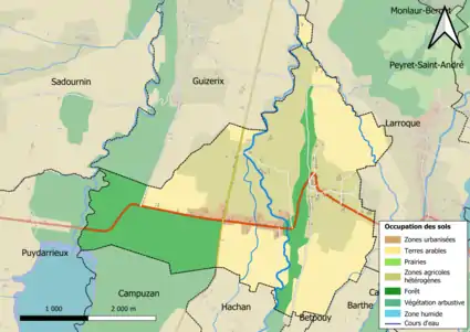 Carte en couleurs présentant l'occupation des sols.