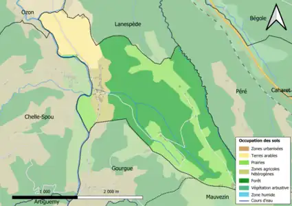 Carte en couleurs présentant l'occupation des sols.