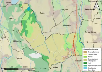 Carte en couleurs présentant l'occupation des sols.