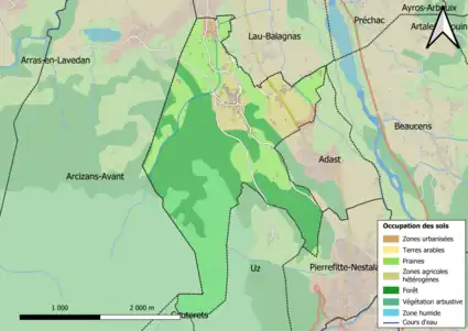 Carte en couleurs présentant l'occupation des sols.