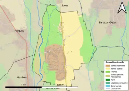 Carte en couleurs présentant l'occupation des sols.