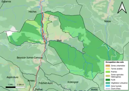 Carte en couleurs présentant l'occupation des sols.