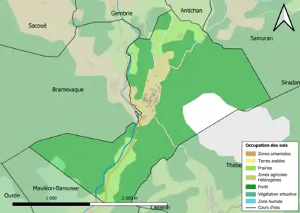 Carte en couleurs présentant l'occupation des sols.