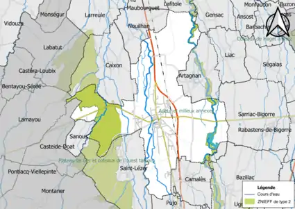 Carte des ZNIEFF de type 2 sur la commune.