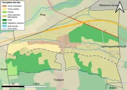 Carte en couleurs présentant l'occupation des sols.