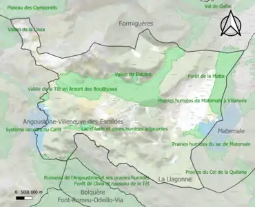 Carte des ZNIEFF de type 1 sur la commune.