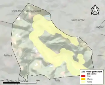 Carte des zones d'aléa retrait-gonflement des argiles.