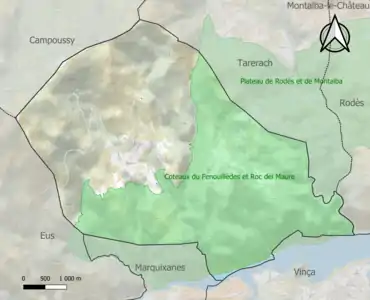 Carte de la ZNIEFF de type 1 sur la commune.