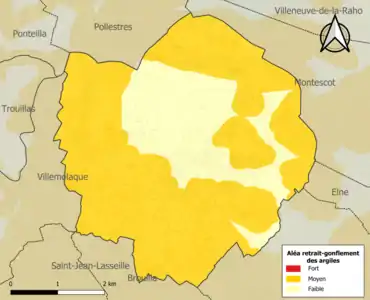 Carte des zones d'aléa retrait-gonflement des argiles.