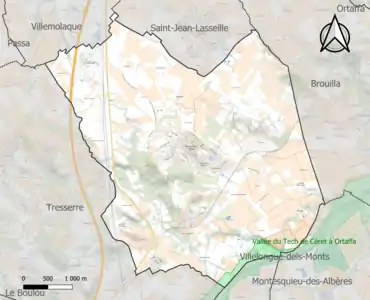 Carte de la ZNIEFF de type 1 sur la commune.