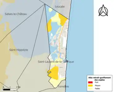 Carte des zones d'aléa retrait-gonflement des argiles.