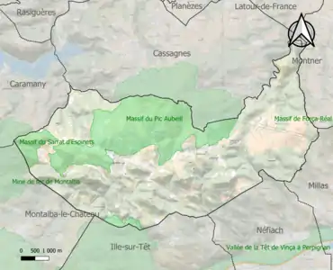 Carte des ZNIEFF de type 1 sur la commune.