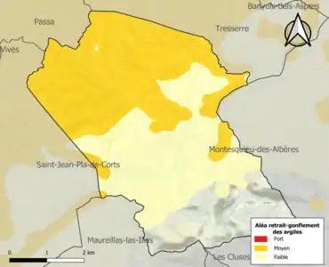 Carte des zones d'aléa retrait-gonflement des argiles.