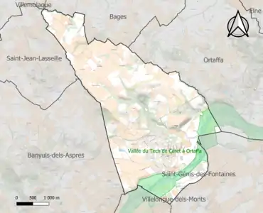 Carte de la ZNIEFF de type 1 sur la commune.