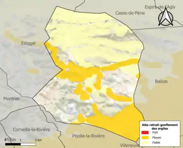 Carte des zones d'aléa retrait-gonflement des argiles.