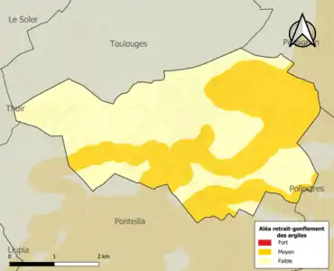 Carte des zones d'aléa retrait-gonflement des argiles.