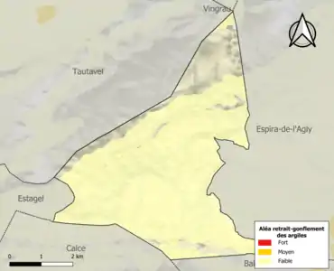 Carte des zones d'aléa retrait-gonflement des argiles.