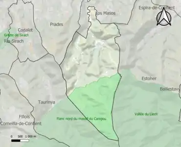 Carte de la ZNIEFF de type 1 sur la commune.