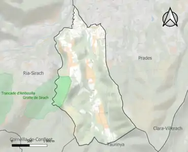 Carte de la ZNIEFF de type 1 sur la commune.