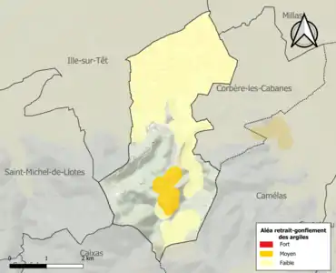 Carte des zones d'aléa retrait-gonflement des argiles.