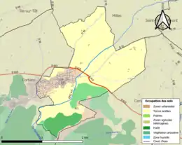 Carte en couleurs présentant l'occupation des sols.