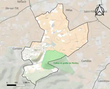 Carte de la ZNIEFF de type 1 sur la commune.