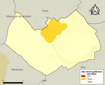 Carte des zones d'aléa retrait-gonflement des argiles.