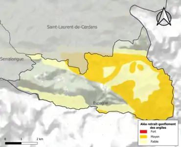 Carte des zones d'aléa retrait-gonflement des argiles.