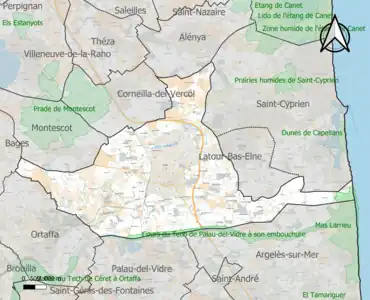 Carte des ZNIEFF de type 1 sur la commune.