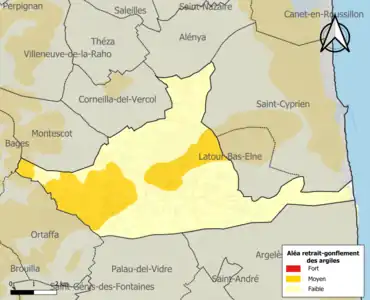 Carte des zones d'aléa retrait-gonflement des argiles.