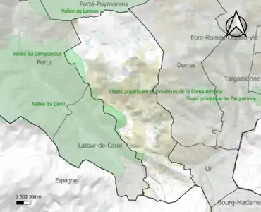 Carte de la ZNIEFF de type 1 sur la commune.