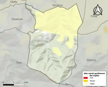 Carte des zones d'aléa retrait-gonflement des argiles.