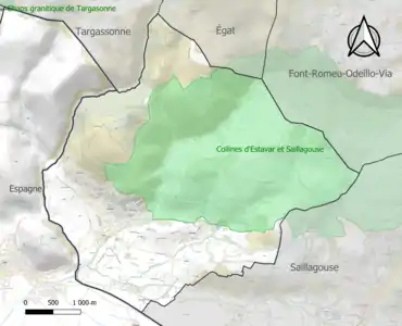 Carte de la ZNIEFF de type 1 sur la commune.