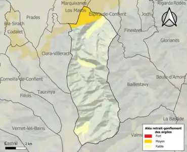 Carte des zones d'aléa retrait-gonflement des argiles.