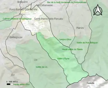 Carte de la ZNIEFF de type 1 sur la commune.