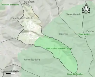 Carte de la ZNIEFF de type 1 sur la commune.