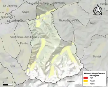 Carte des zones d'aléa retrait-gonflement des argiles.