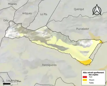 Carte des zones d'aléa retrait-gonflement des argiles.