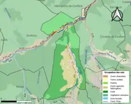 Carte en couleurs présentant l'occupation des sols.