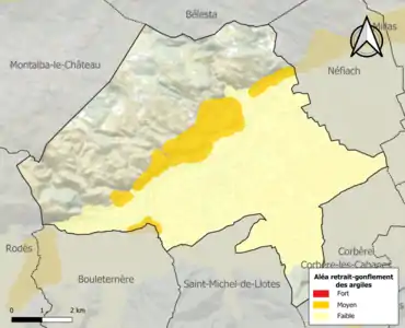 Carte des zones d'aléa retrait-gonflement des argiles.