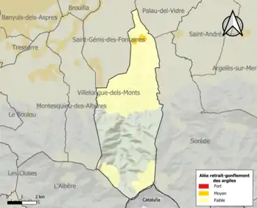 Carte des zones d'aléa retrait-gonflement des argiles.