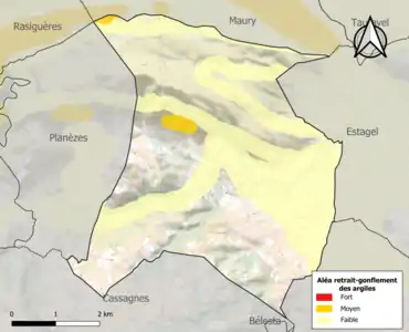 Carte des zones d'aléa retrait-gonflement des argiles.